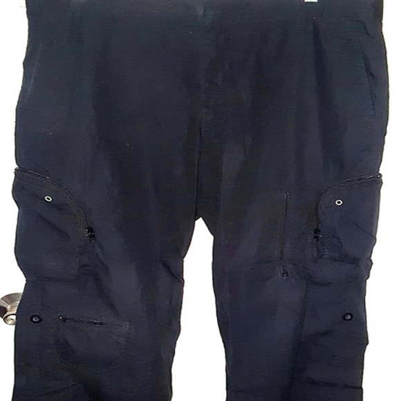 INC International Concepts Cargo Pants Mens 33x30 Black Many Zippers & Pockets - Picture 2 of 10